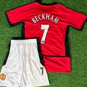 Beckham Man U retro jersey kids set